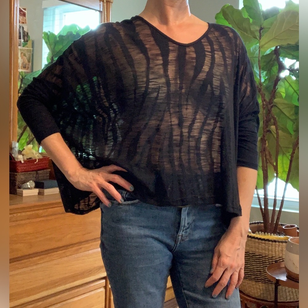 Chelsea & Violet Black Dolman Sleeve Sheer Top